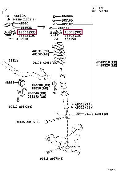 Опоры. Опора стійки амортизатора TOYOTA 486090C040
