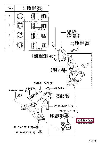 Шаровые опоры. Кульова опора TOYOTA 4333029615 Шаровые опоры. Кульова опора TOYOTA 4333029615