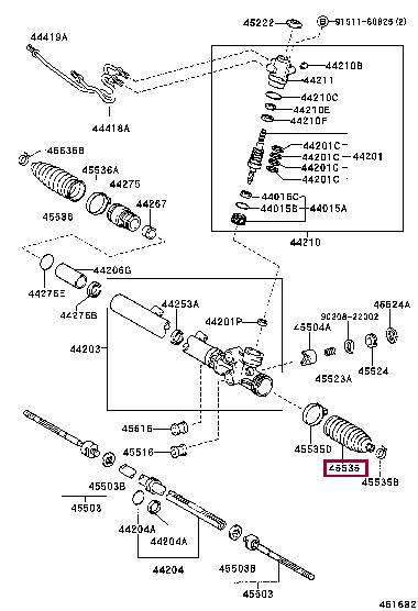 Пыльники рулевых тяг. Пильник рульової рейки, комплект TOYOTA 4553530010