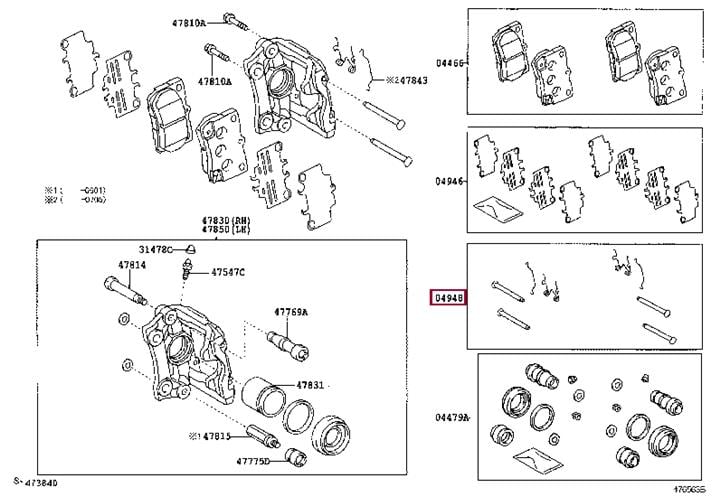 Барабанные. Монтажний комплект гальмівних колодок TOYOTA 0494830220