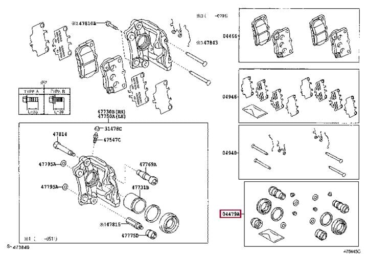 Ремкомплекты тормозных суппортов. Ремкомплект супорта TOYOTA 0447922170