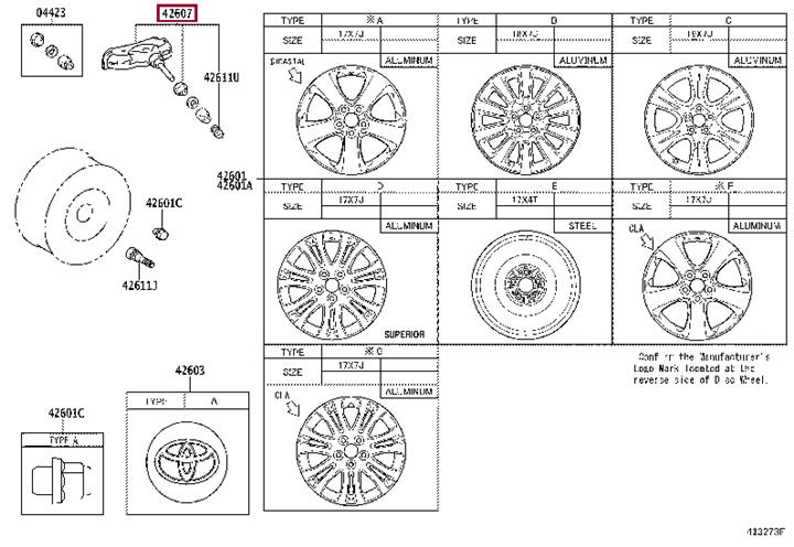 Датчики давления в шинах. Датчик тиску повітря в шинах (TPMS) TOYOTA 426070C070