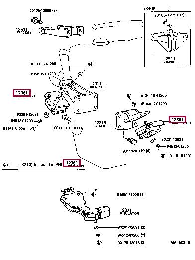 Подушки двигателя. Подушка двигуна TOYOTA 1236156031 Подушки двигателя. Подушка двигуна TOYOTA 1236156031