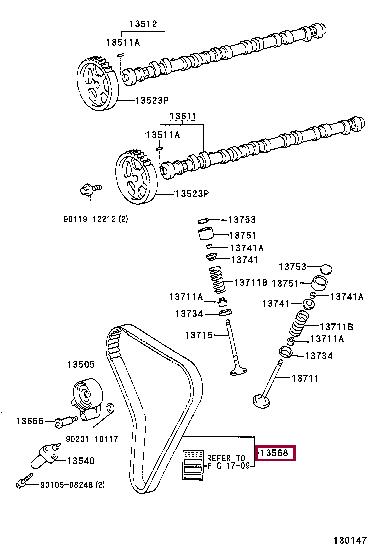 Ремни грм. Ремінь ГРМ TOYOTA 13568YZZ14