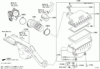 Корпусы. Кришка повітряного фільтра TOYOTA 1770525070