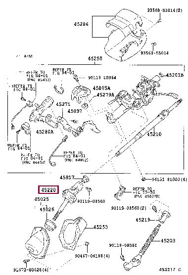 Валы рулевые. Вал рулевого управления TOYOTA 4522060140