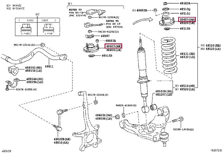 Опоры. Опора переднього амортизатора TOYOTA 4860960090