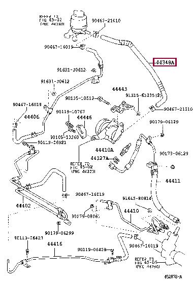 Шланги гур. Шланг високого тиску TOYOTA 4434833180