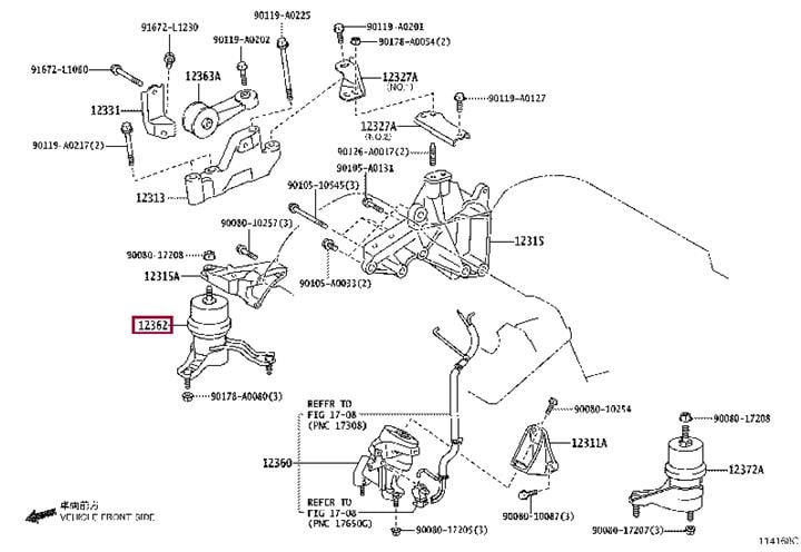Подушки двигателя. Подушка двигуна TOYOTA 123620P051