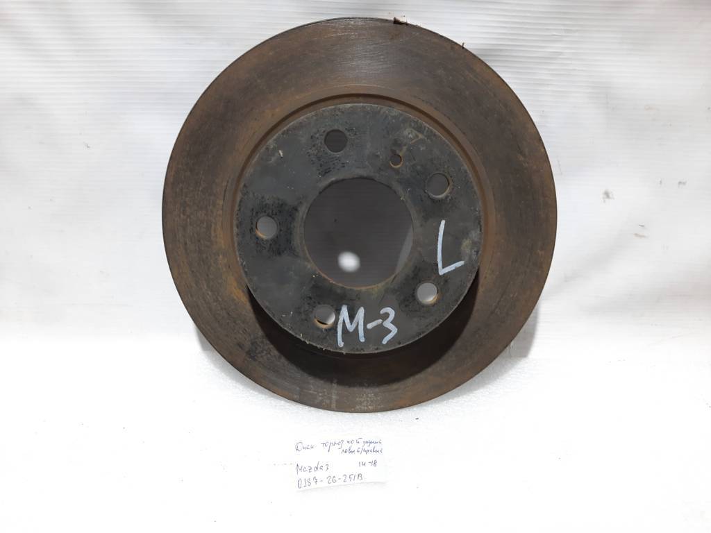 3 Диск гальмівний задній лівий/правий Mazda 3 2014-2018 BJS726251B Mazda 3 6