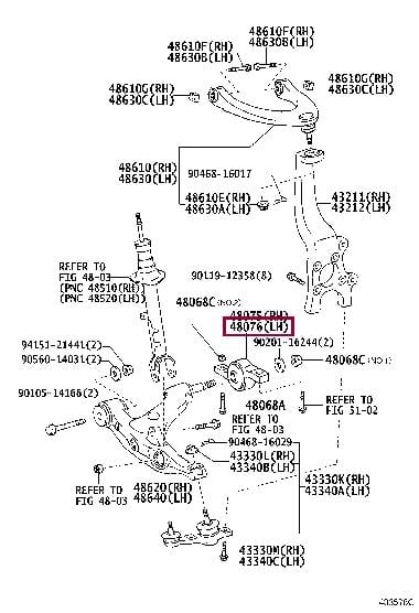 Рычаги. Сайлентблок рычага подвески TOYOTA 4807630060