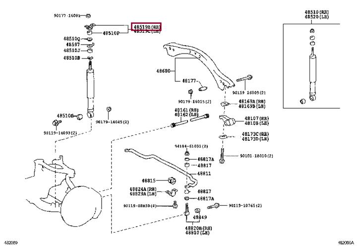 Газомасляный. Кронштейн амортизатора TOYOTA 4851960021