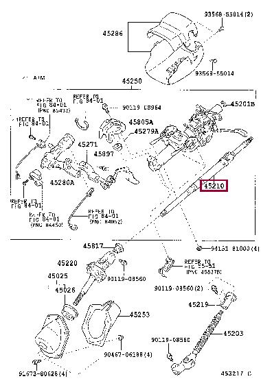 Валы рулевые. Вал рульового керування TOYOTA 4521035250