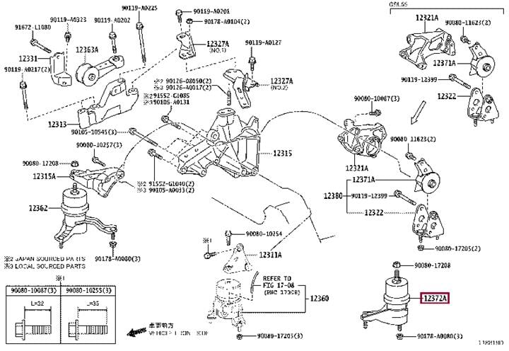 Подушки двигателя. Подушка двигуна TOYOTA 1237231010