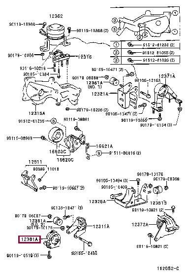 Подушки двигателя. Подушка двигуна TOYOTA 1236127021