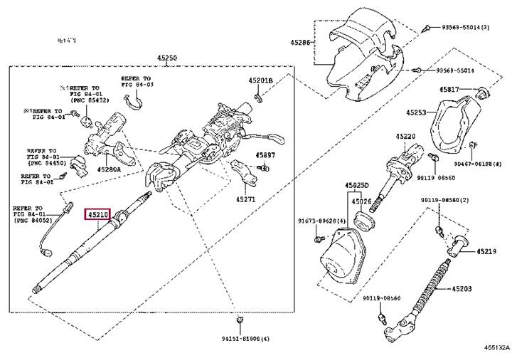 Валы рулевые. Вал рульового керування TOYOTA 4521035240
