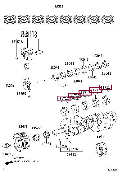 Вкладыши коренные. Вкладыши коренные TOYOTA 1107138010C4