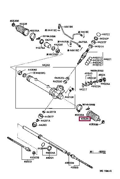 Пыльники рулевых тяг. Пильник рульової рейки, комплект TOYOTA 4553512100