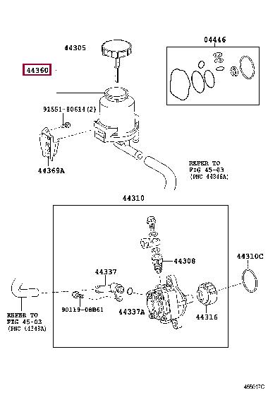Бачки гур. Бачок гідропідсилювача TOYOTA 4436060301
