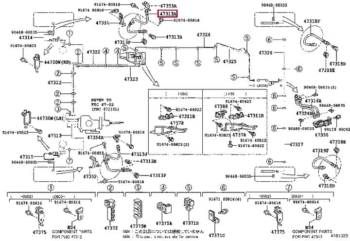 Тормозные трубки и шланги. Гальмівний шланг TOYOTA 9094702F42