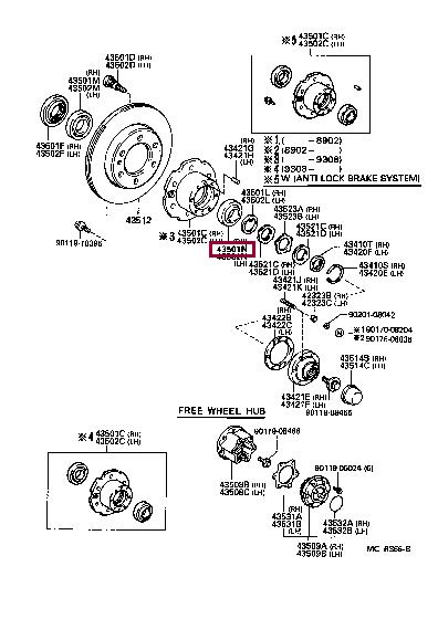 Подшипник ступицы. Підшипник маточини колеса TOYOTA 9036845087