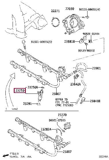Бензиновые. Паливна форсунка TOYOTA 2320931050