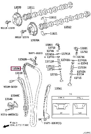 Цепи грм. Ланцюг ГРМ TOYOTA 1350636030 Цепи грм. Ланцюг ГРМ TOYOTA 1350636030