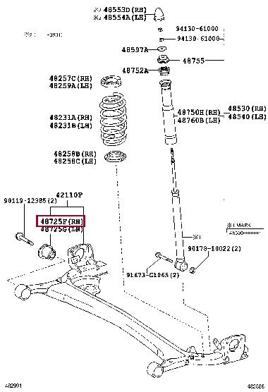 Балки. Сайлентблок балки TOYOTA 4872552060