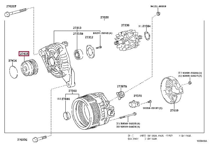 Шкив генератора. Шків генератора TOYOTA 274150W021