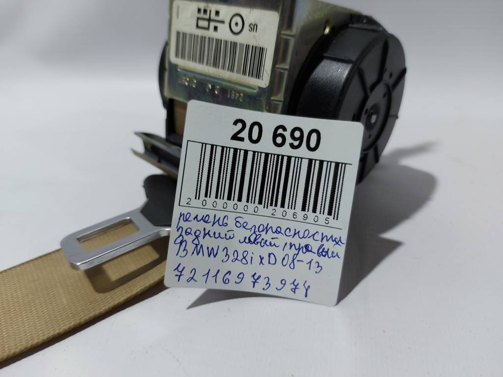 328i xdrive Ремінь безпеки задній лівий/правий BMW 328i xDrive 2008-2013 72116973974 BMW 328i xDrive 5