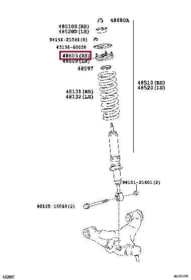 Опоры. Опора переднього амортизатора TOYOTA 4860960080