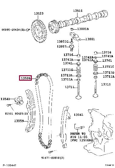 Цепи грм. Ланцюг ГРМ TOYOTA 1350633020