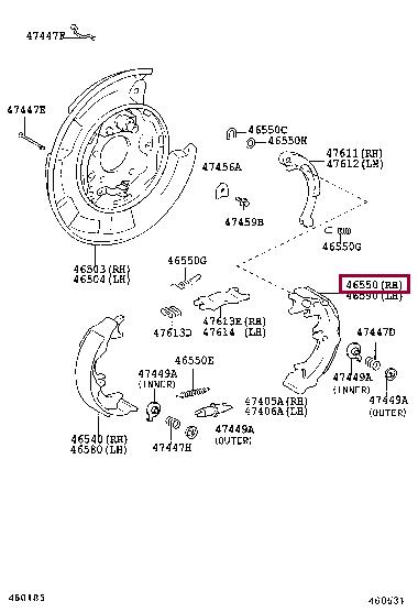 Парковочные. Колодки стоянкового гальма TOYOTA 4655048010