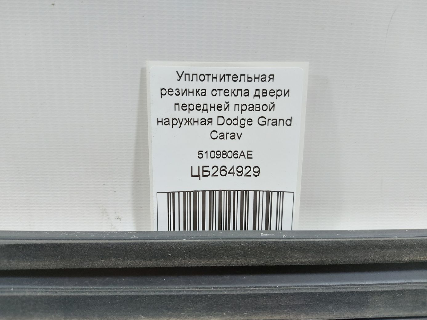 Grand caravan Ущільнювальна гумка скла двері передньої правої зовнішня Dodge Grand Caravan 2008-2020 5109806AE Dodge Grand Caravan 6