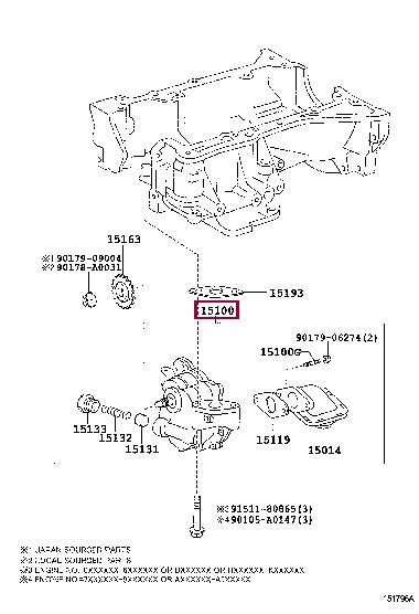 Масляные насосы. Масляний насос TOYOTA 1510028020