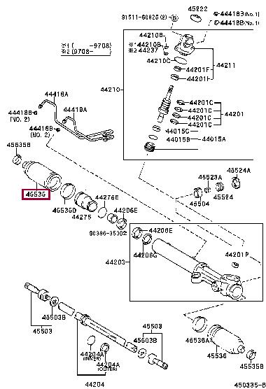 Пыльники рулевых тяг. Пильник рульової рейки, комплект TOYOTA 4553535030