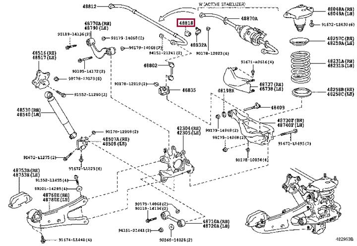 Стабилизаторы. Втулка стабилизатора заднего TOYOTA 4881848060