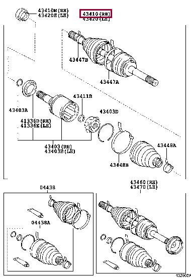 Шрусы. Шарнір рівних кутових швидкостей (ШРУС) TOYOTA 4343060040