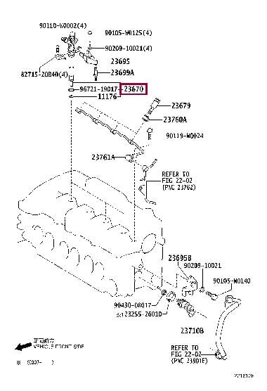 Бензиновые. Паливна форсунка TOYOTA 2367029105