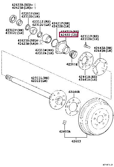 Ступица. Корпус маточини задньої правої TOYOTA 4242160040