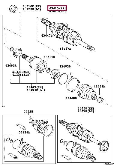 Шрусы. Шарнір рівних кутових швидкостей (ШРУС) TOYOTA 4343060040