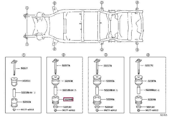 Подушки двигателя. Cushion sub-assy, cab mounting, no.2 lower TOYOTA 522040C020