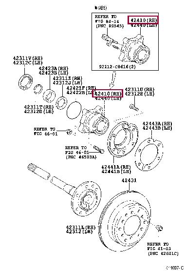 Ступица. Маточина колеса задня права TOYOTA 4245060050