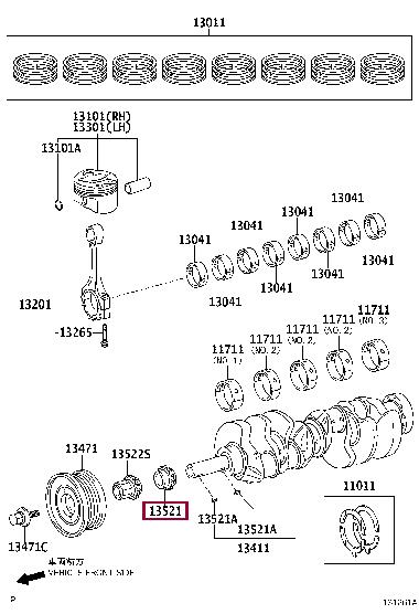 Шкивы коленвала. Шків колінчастого вала TOYOTA 1352138030