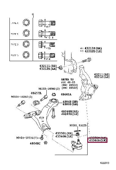 Шаровые опоры. Кульова опора TOYOTA 4334039605