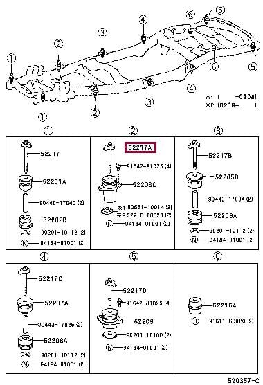 Болты. Болт TOYOTA 5221760030