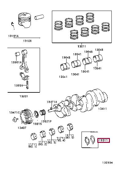 Шайбы. Шайба дистанционная вала коленчатого TOYOTA 1101150010