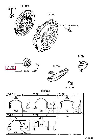 Подшипники выжимные. Подшипник выжимной TOYOTA 3123060170