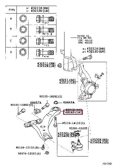 Поперечный рычаг. Важіль підвіски TOYOTA 4806958010