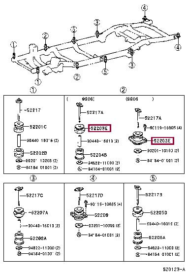 Подушки двигателя. Подушка кріплення кабіни №2 у зборі TOYOTA 5220335200